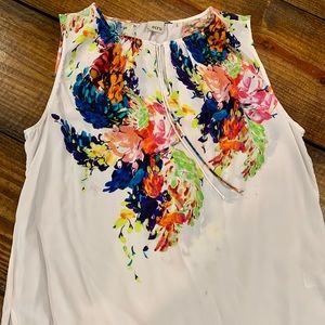 Ecru floral silk tank